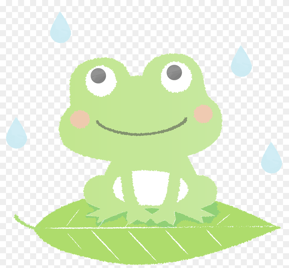 Smiling Frog In The Rain Clipart, Green, Amphibian, Animal, Wildlife Free Transparent Png