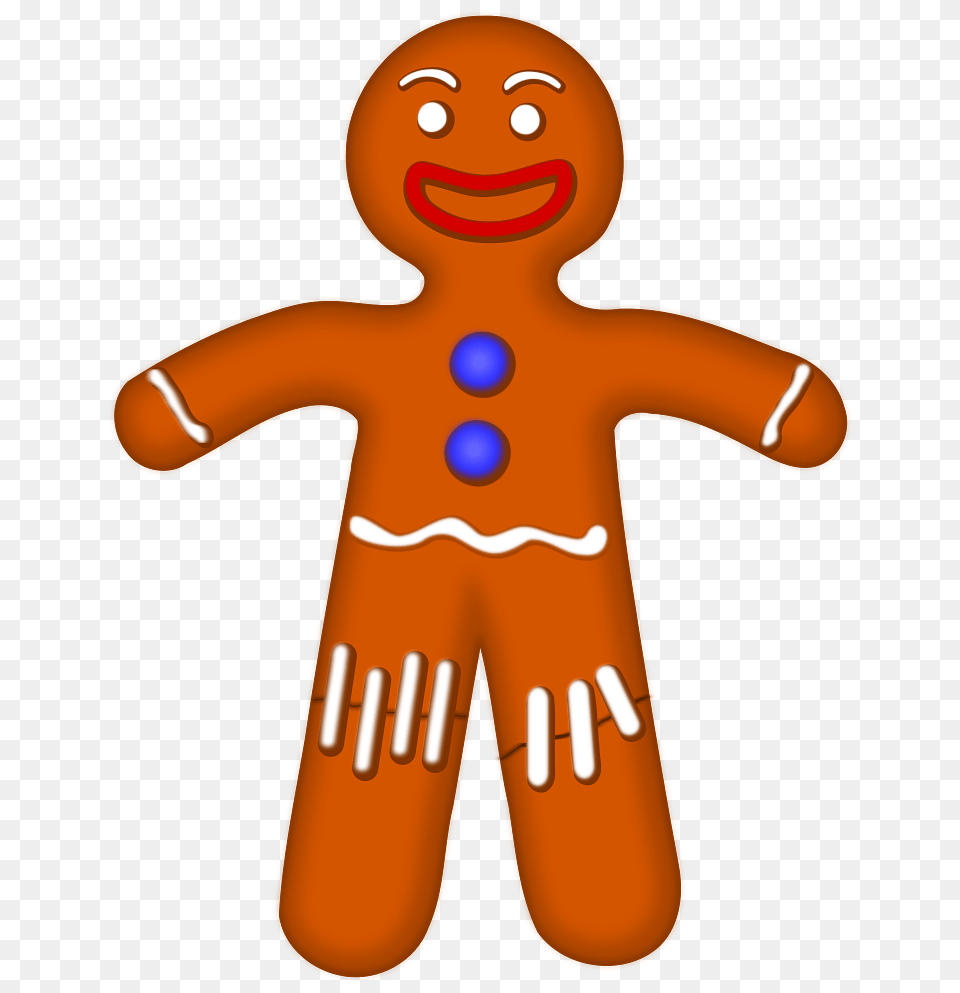 Smiling Gingerbread Man, Cookie, Food, Sweets Png Image