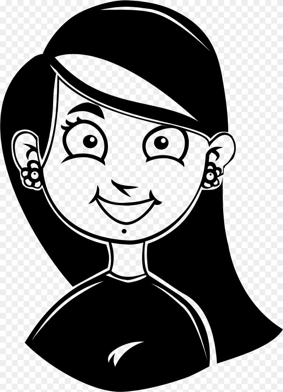 Smiling Girl Black Clip Arts Smiling Girl Face Clipart Black And White, Gray Png