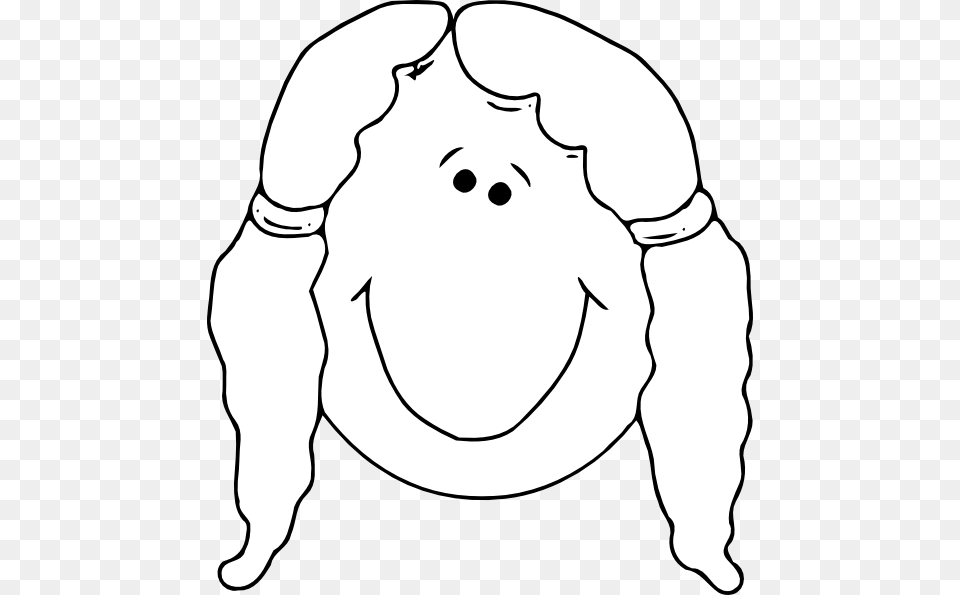 Smiling Girl Face Outline Clip Art Vector 4vector Clip Art, Clothing, Long Sleeve, Sleeve, Stencil Free Transparent Png