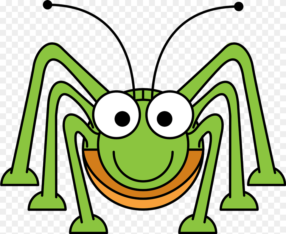Smiling Green Grasshopper Clipart, Animal, Plant, Lawn Mower, Lawn Free Png Download