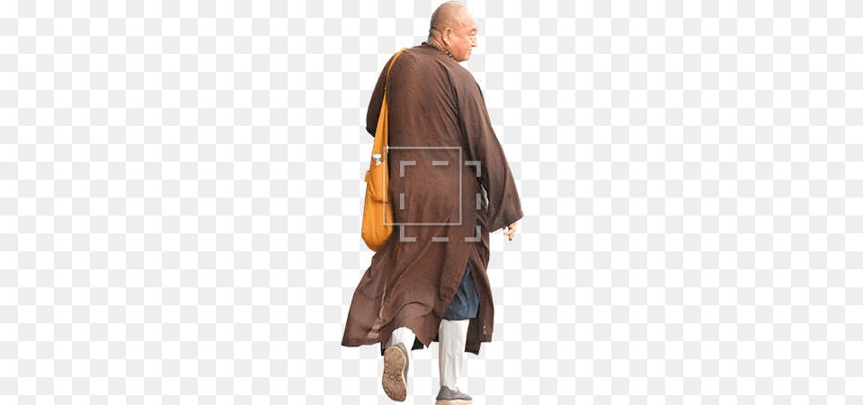 Smiling Holy Man Walking Away Messenger Bag, Person, Clothing, Coat, Fashion Png