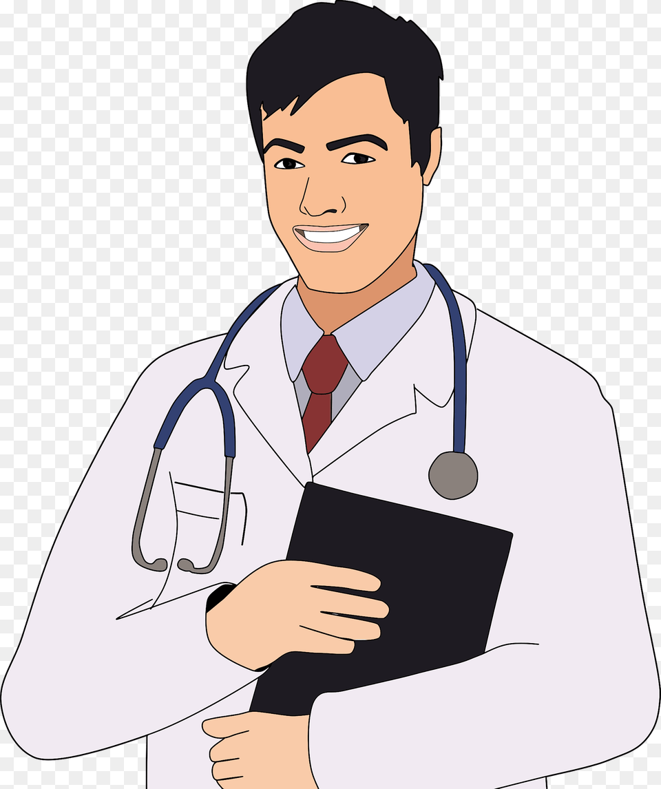 Smiling Male Doctor Clipart, Clothing, Coat, Lab Coat, Adult Png Image