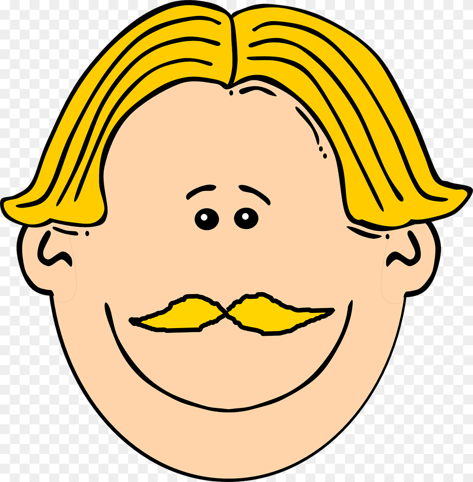 Smiling Man With Blond Hair And Mustache Svg Clip Arts Blonde Haired Man Clipart, Face, Head, Person, Baby Png