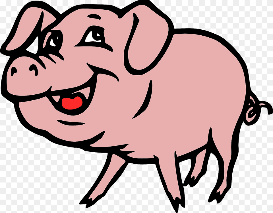 Smiling Pig Clipart, Animal, Mammal, Hog, Wildlife Png Image