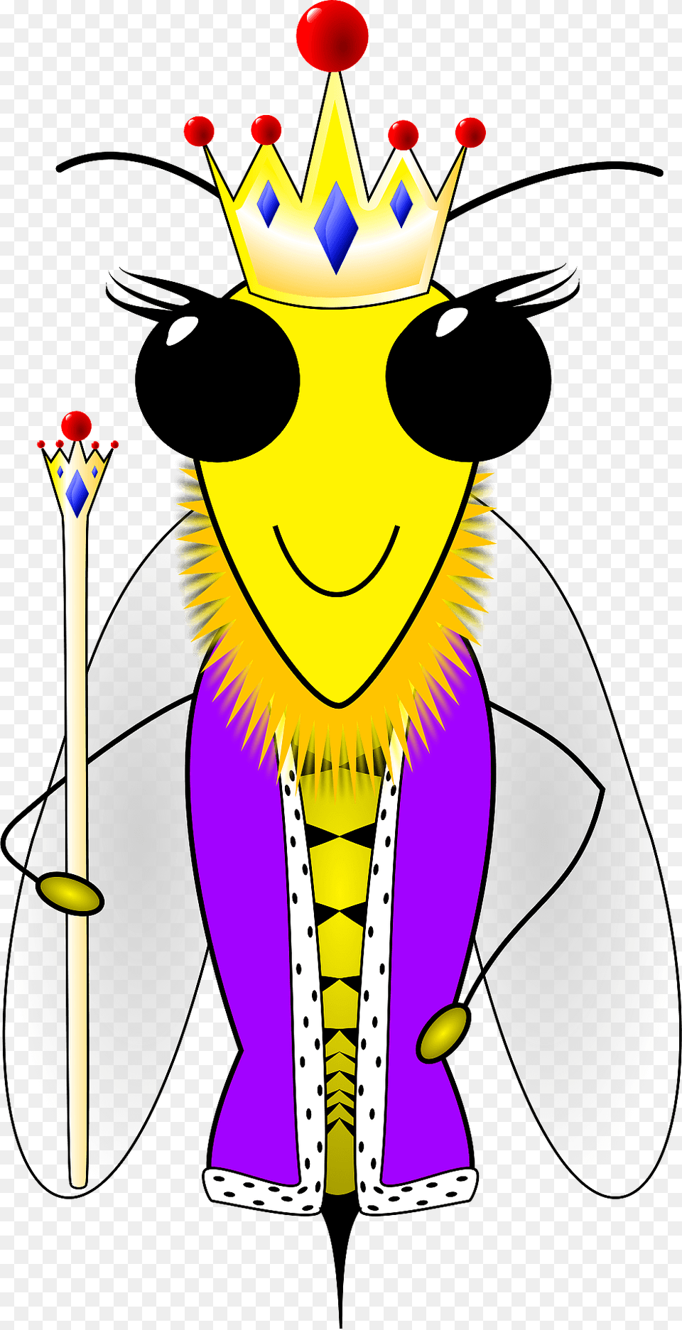 Smiling Queen Bee With Big Black Eyes Clipart, Animal, Insect, Invertebrate, Wasp Free Png Download