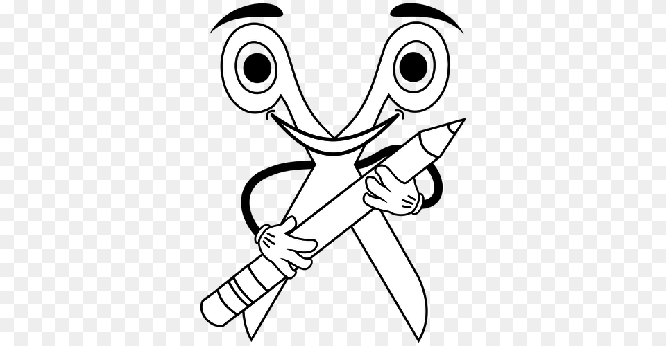 Smiling Scissors With Pen Vector, Weapon, Person Png