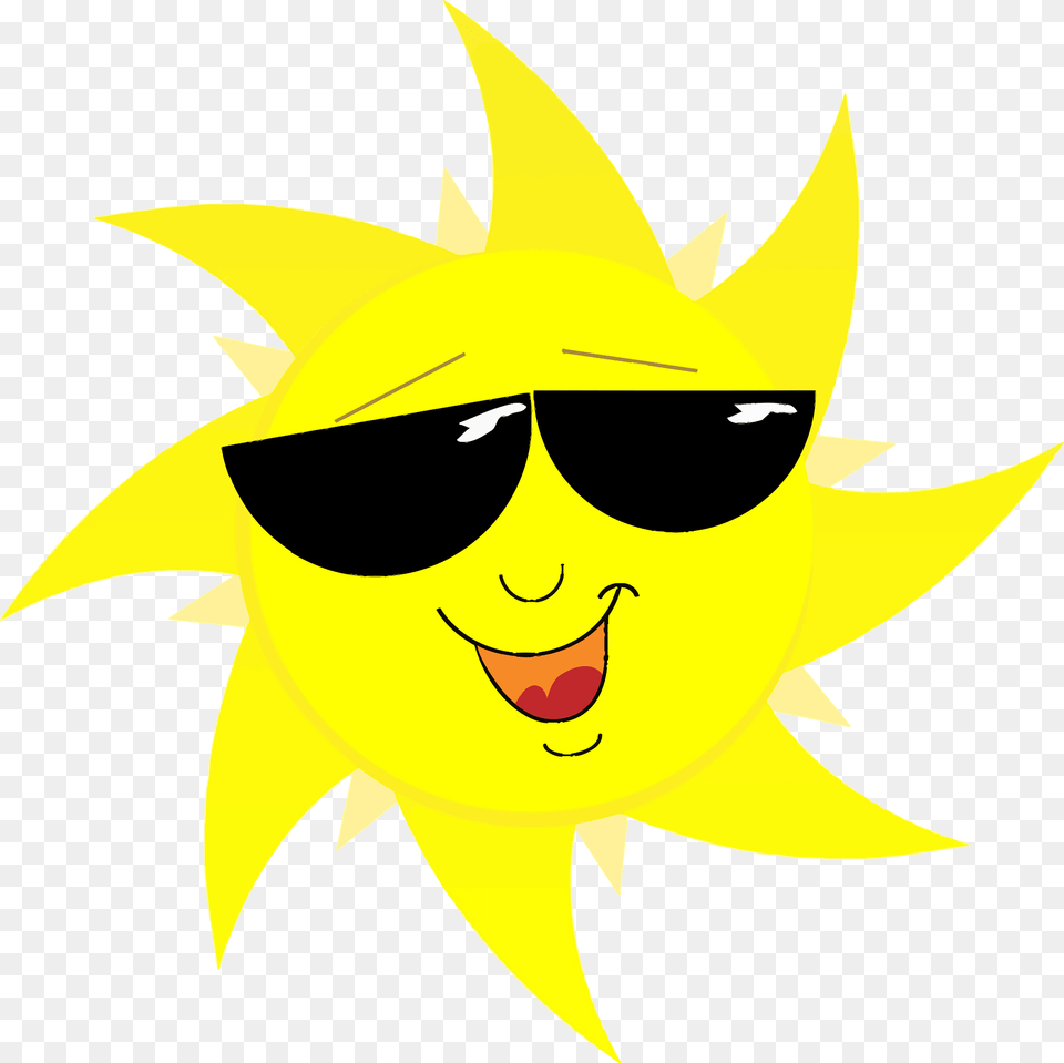 Smiling Sun Face In Sunglasses Clipart, Accessories, Person, Logo, Head Png