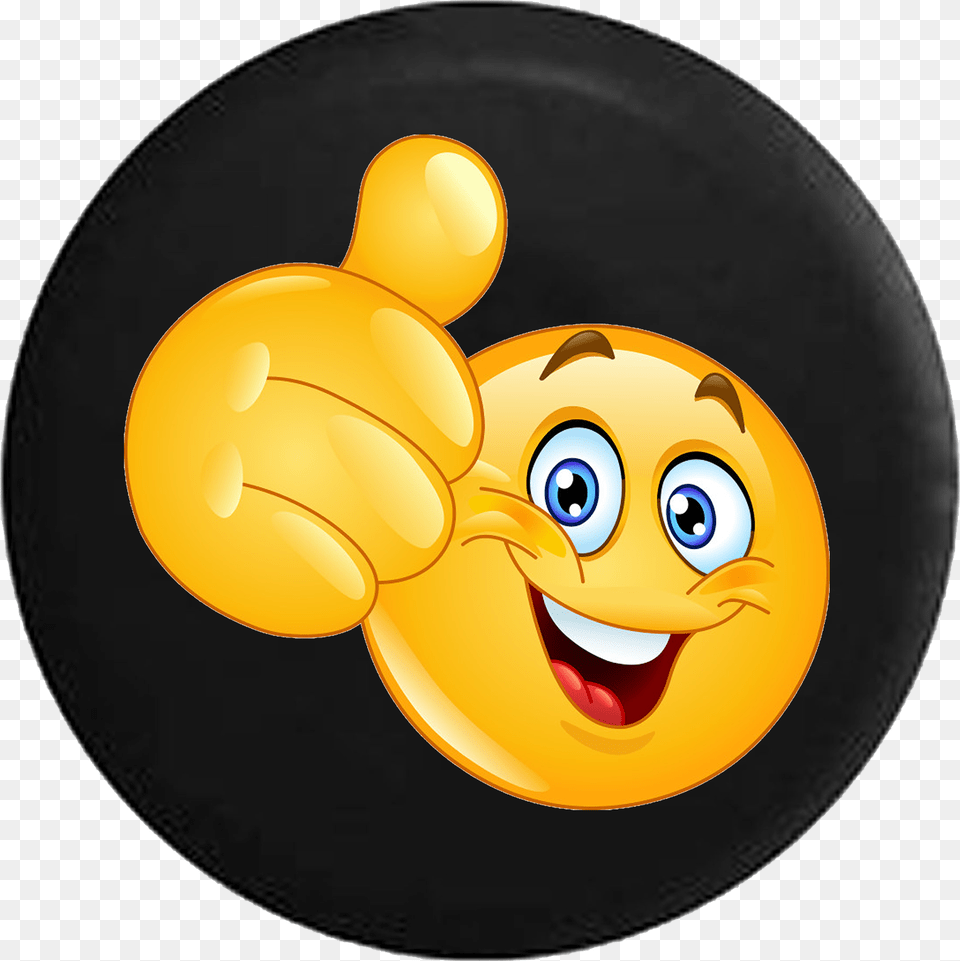 Smiling Thumbs Up Emoji Text Jeep Camper Spare Tire Thumbs Up Emoji, Cooking Pan, Cookware, Disk, Toy Free Png