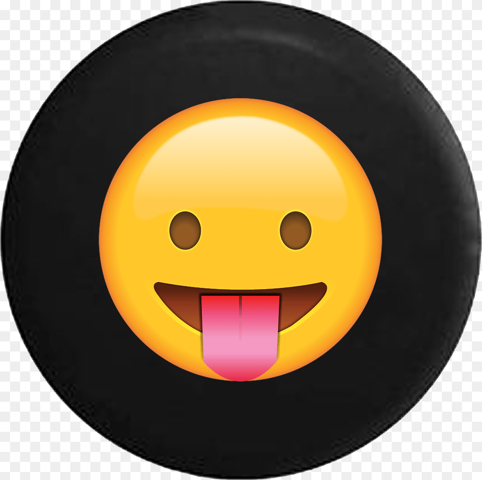Smiling Tongue Out Teasing Text Emoji Face Happy Emoji Black Background, Toy, Disk Free Png Download