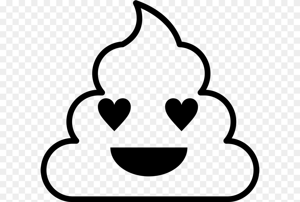 Smiling With Heart Eyes Poop Emoji Rubber Stamp Poop Emoji Clipart Black And White, Stencil, Silhouette, Smoke Pipe Png