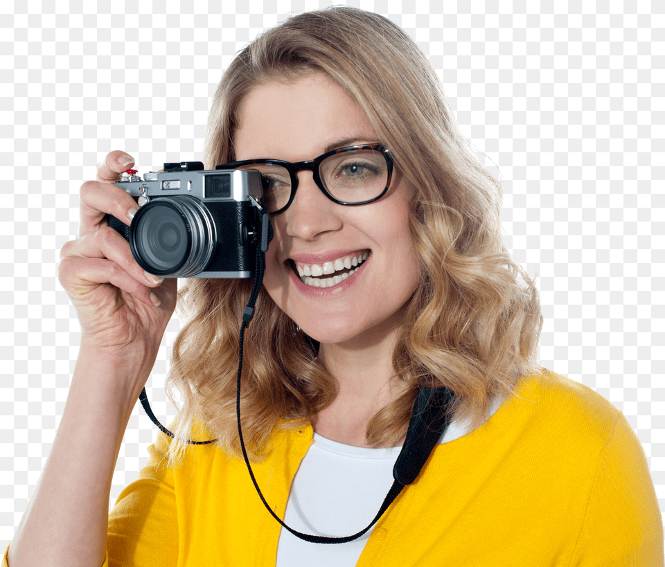 Smiling Woman With Camera Free Png Download