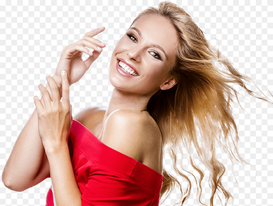 Smiling Woman With Long Blond Hair Photo Shoot, Hand, Head, Person, Finger Png Image