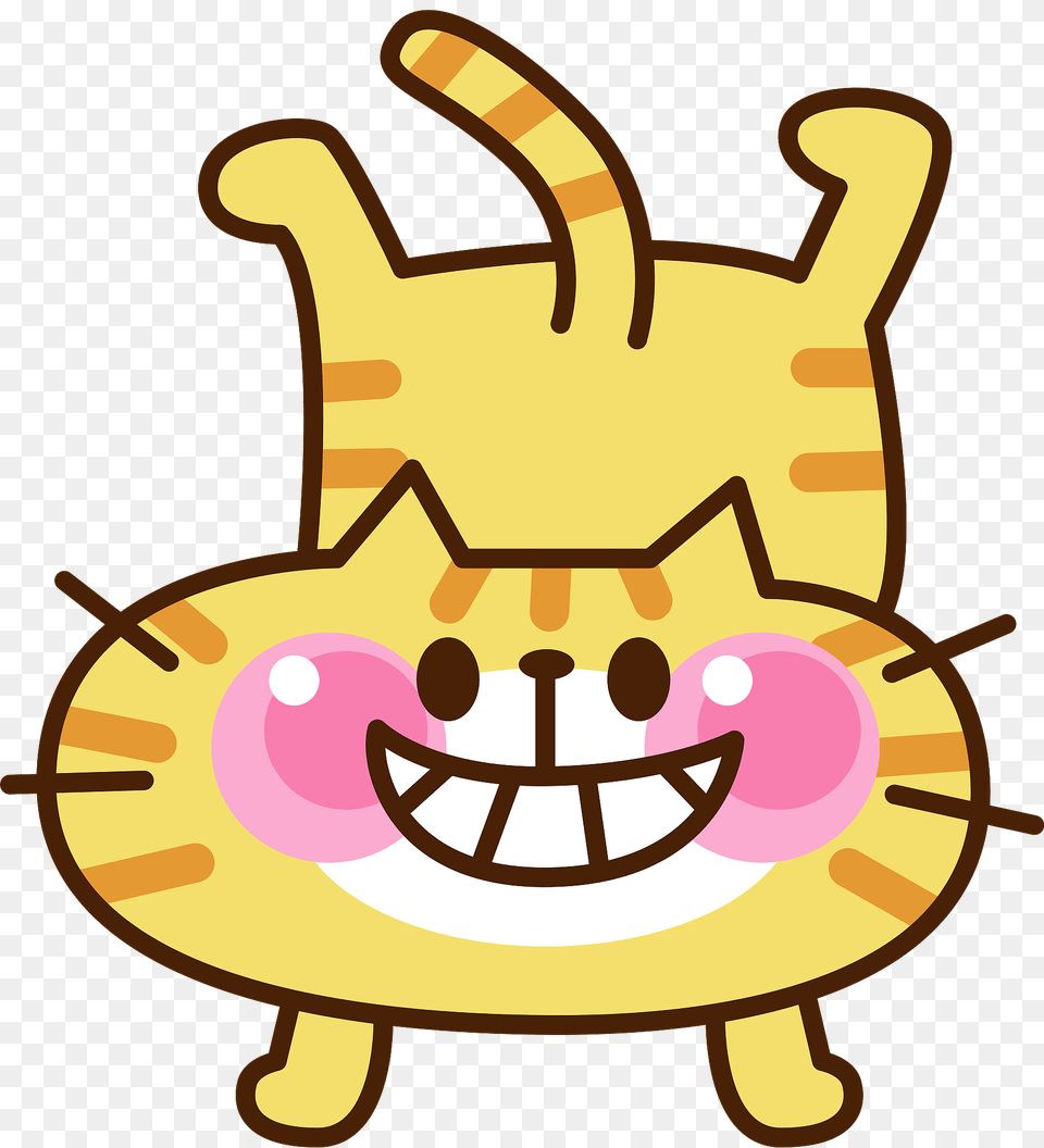 Smiling Yellow Cat Doing A Handstand Clipart, Bag, Dynamite, Weapon, Clothing Png