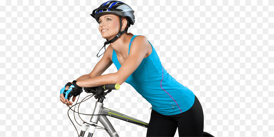 Smiling Young Woman Riding Bicycle New B Rainbow A8 Bluetooth Headset V41 Ultralight, Helmet, Adult, Person, Female Free Png Download
