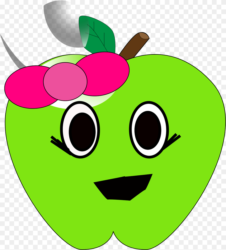 Smilling Little Apple Svg Vector Clip Cute Green Apple Cartoon, Food, Fruit, Plant, Produce Free Transparent Png