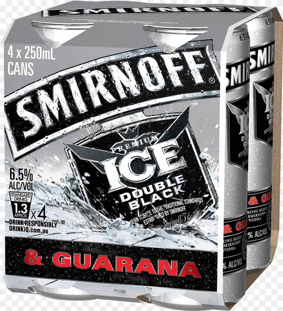 Smirnoff Ice Double Black Amp Guarana Cans 250ml 4 Pack Smirnoff Double Black Guarana, Alcohol, Beer, Beverage, Lager Free Png