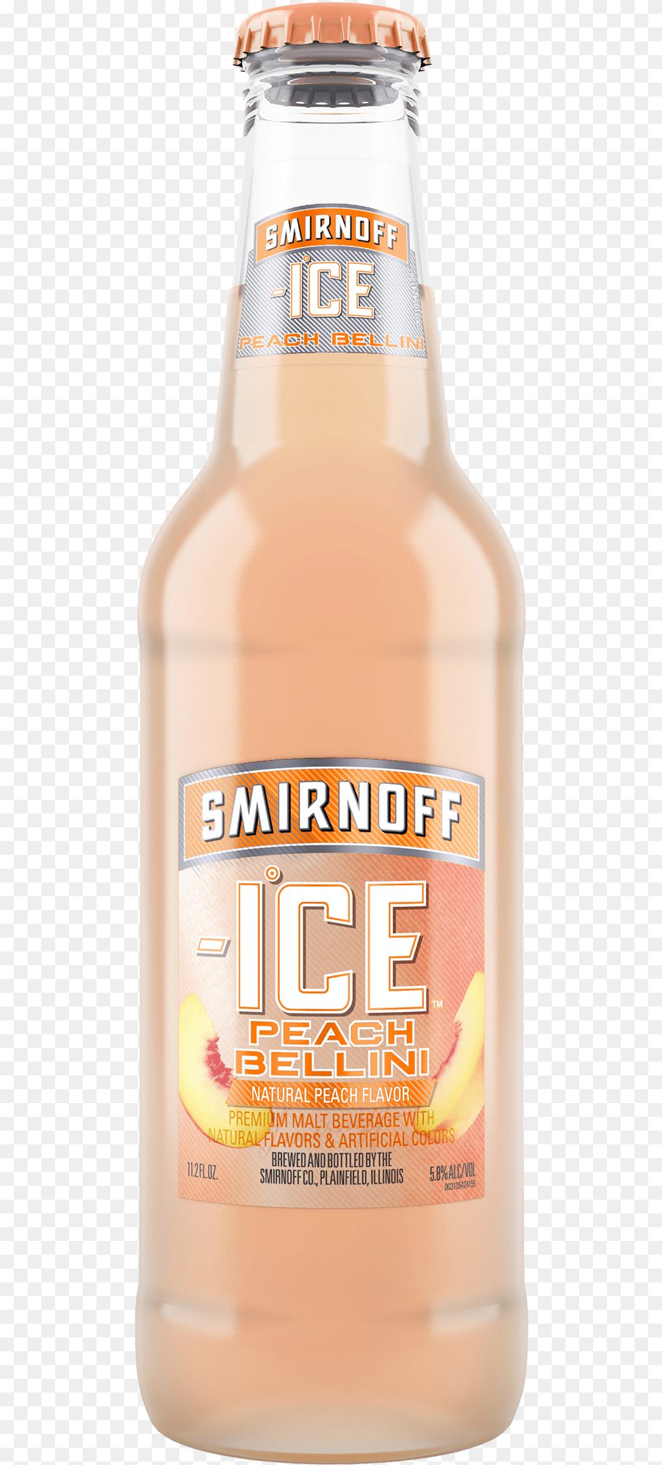 Smirnoff Ice Peach Bellini 8 Oz Bottle Glass Bottle, Alcohol, Beer, Beverage Free Png Download