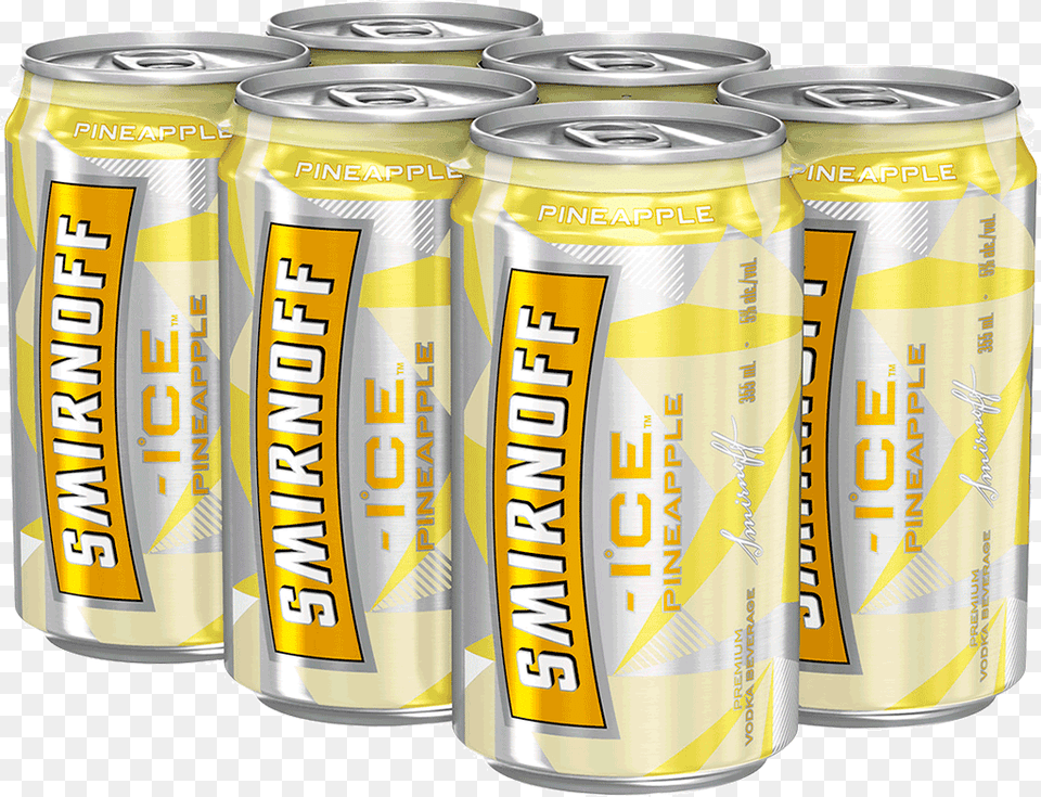 Smirnoff Ice Pineapple 6 X 355 Ml Smirnoff Pineapple 6 Pack, Alcohol, Beer, Beverage, Can Png Image