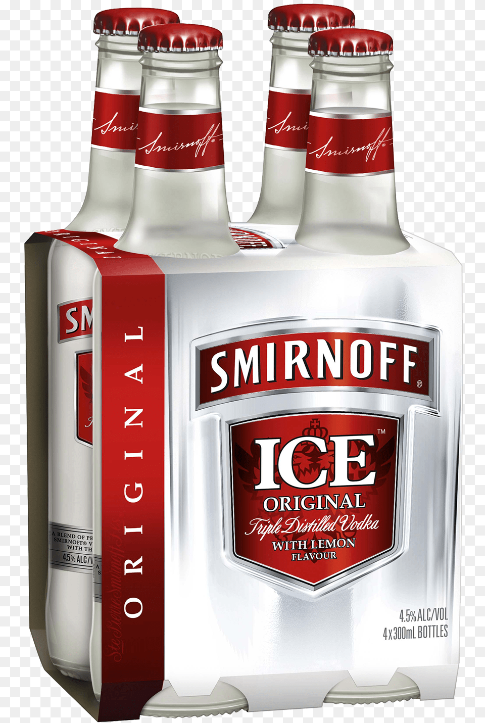 Smirnoff Ice Red Bottles 300ml 4 Pack Smirnoff Ice 4 Pack, Alcohol, Beverage, Liquor, Beer Free Png Download