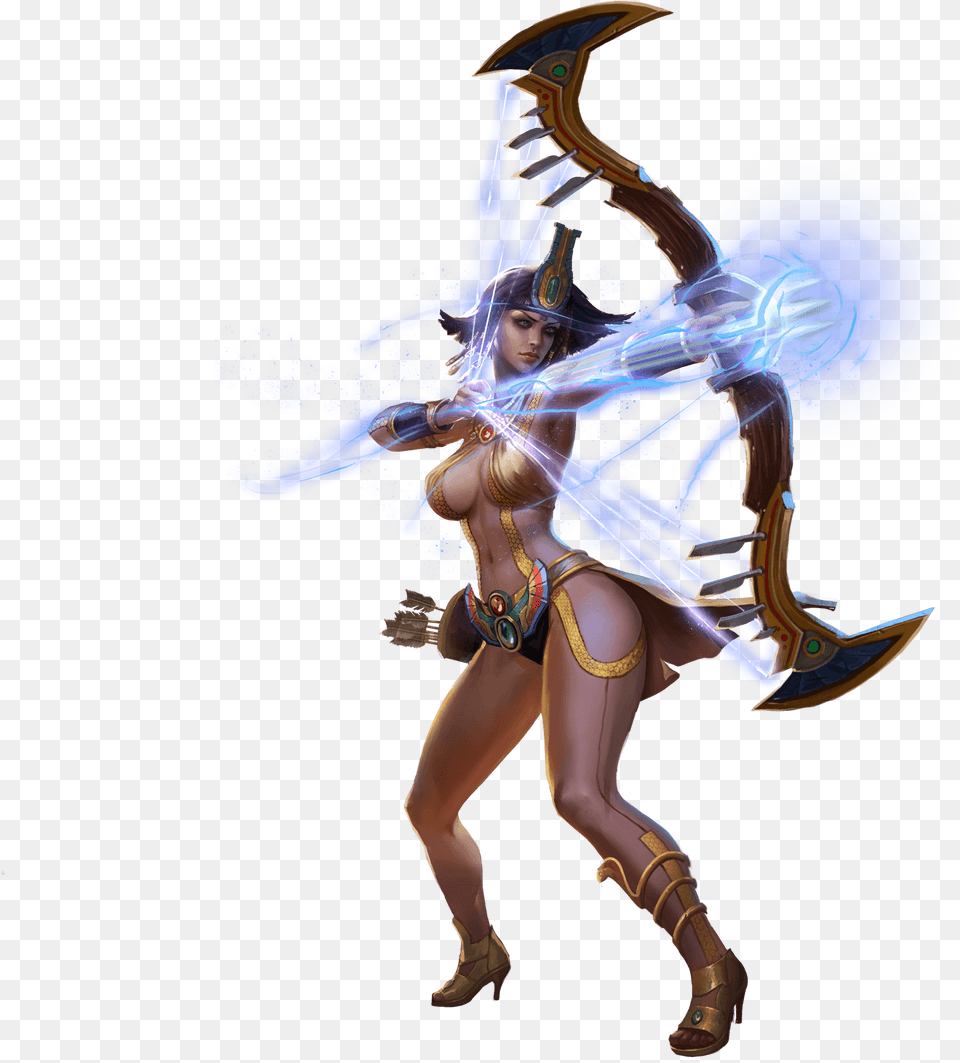 Smite Neith Transparent, Weapon, Archery, Bow, Sport Png