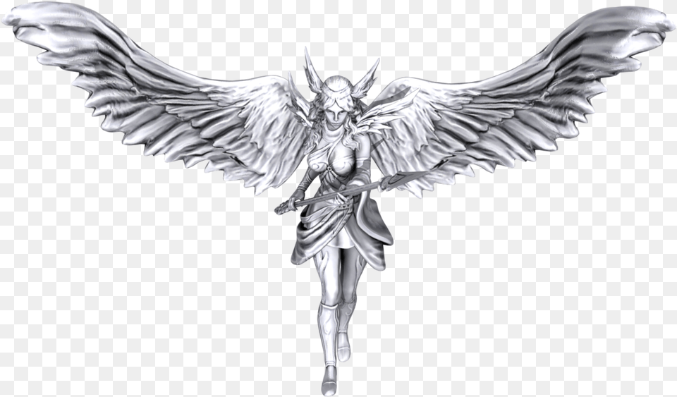 Smite Nike Statue Xps Only By Lezisell D78qw25 Goddess Nike Black And White, Angel, Person, Animal, Bird Free Png Download