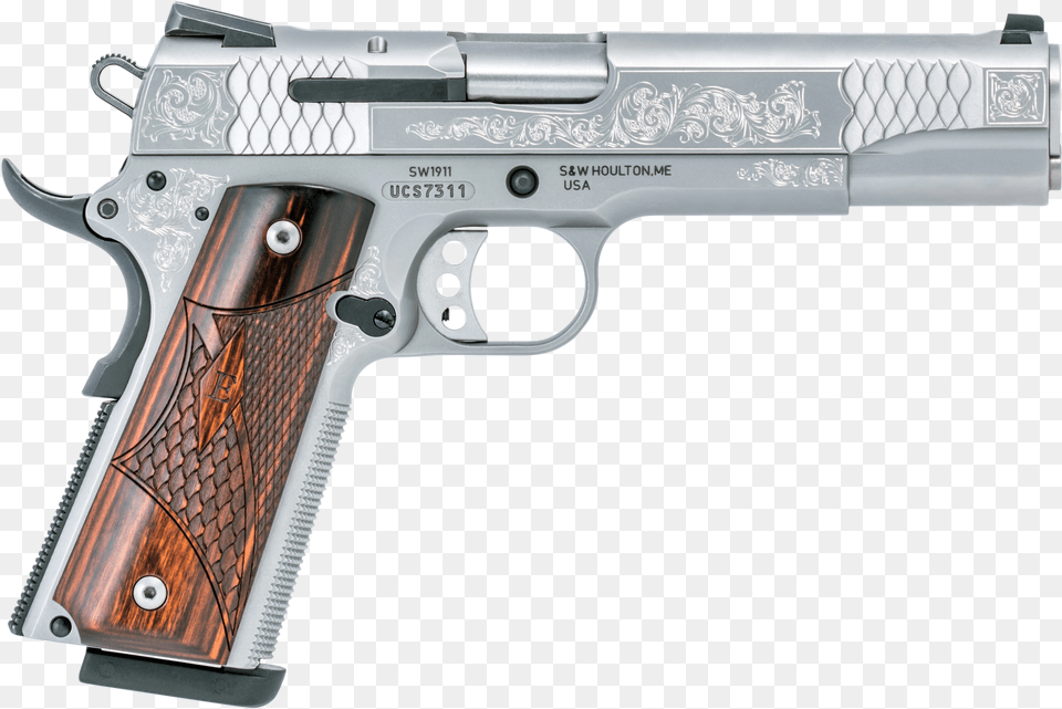 Smith And Wesson 45 Engraved, Firearm, Gun, Handgun, Weapon Free Png Download