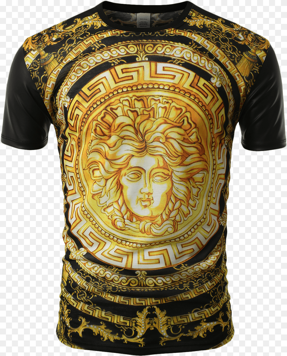 Smithjay Mens Hipster Hip Hop Gold Medusa Head Sublimation T Shirt, Clothing, T-shirt, Face, Person Free Transparent Png