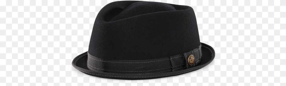 Smitty Felt Fedora Hat Black American Made Front View Fedora, Clothing, Hardhat, Helmet Png