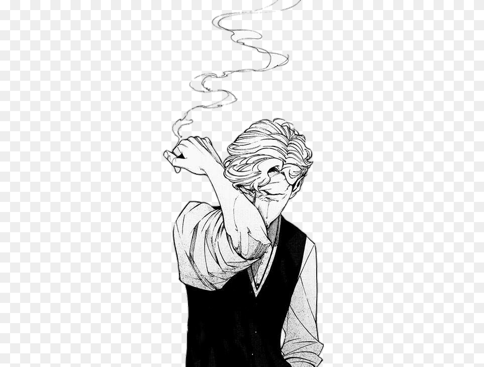 Smoke Boy Man Manga Sad Draw Blackandwhite Sad Draw, Art, Book, Comics, Publication Free Transparent Png