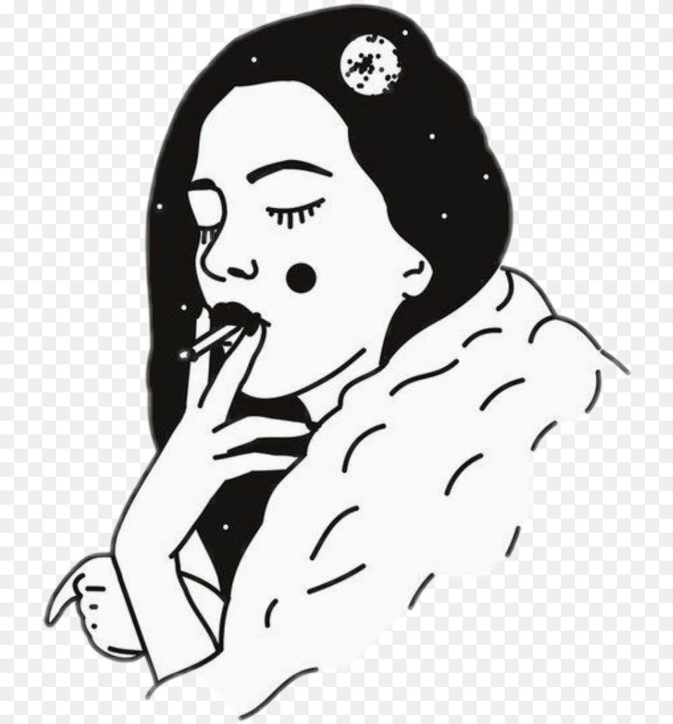 Smoke Girl Sad Sadgirl Top Tumblr Blackandwhite Sticker Black And White, Stencil, Adult, Wedding, Person Free Png