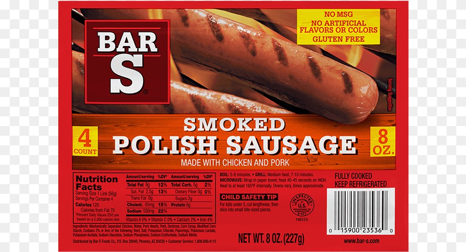 Smoked Sausage Bar S Deli Style Smoked Ham, Food, Hot Dog Free Png