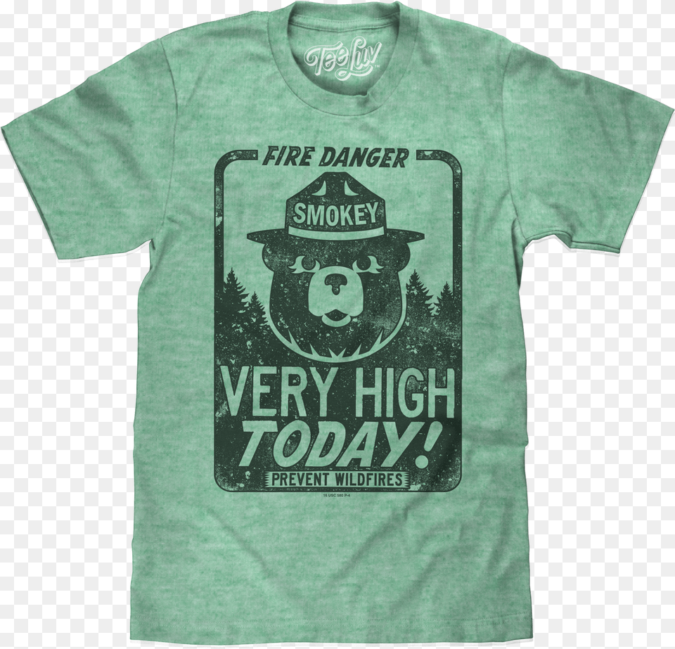Smokey Bear Fire Danger Very High Big And Tall T Shirt Green Heather Green Blank Tshirt, Appliance, Device, Electrical Device, Microwave Free Png Download