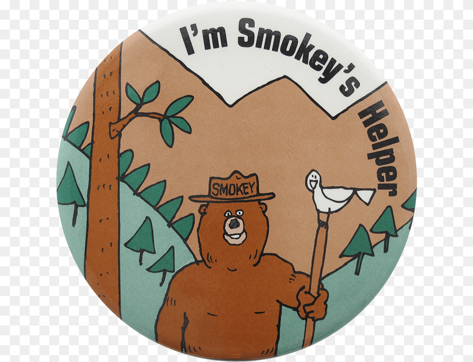 Smokey S Helper Cause Button Museum Cartoon, Badge, Logo, Symbol, Baby Free Png
