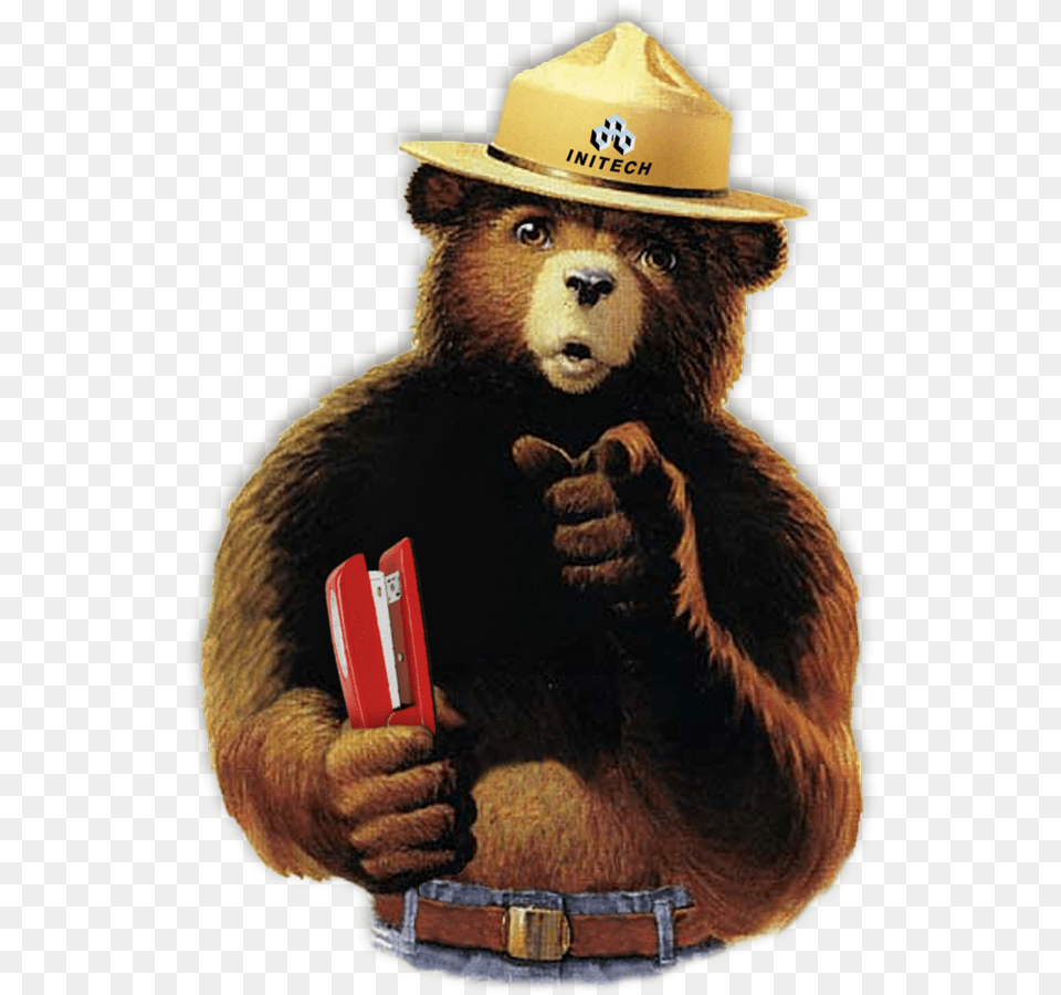 Smokey The Bear Smokey The Bear Drinking, Clothing, Hardhat, Helmet, Animal Png