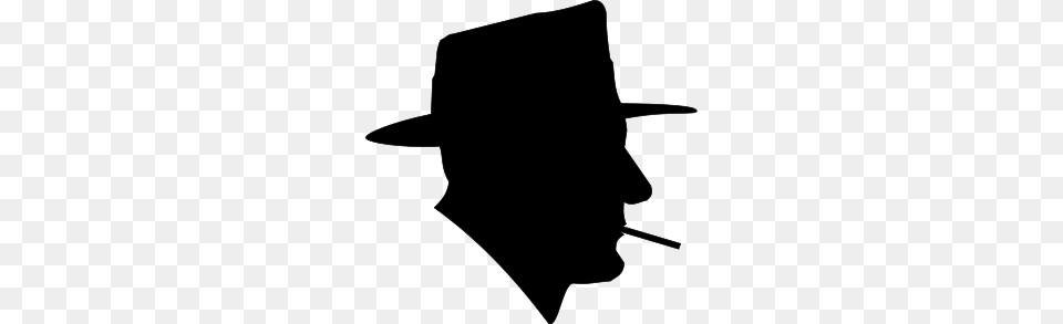 Smoking Man In Fedora Silhouette Clip Arts For Web, Gray Free Png Download