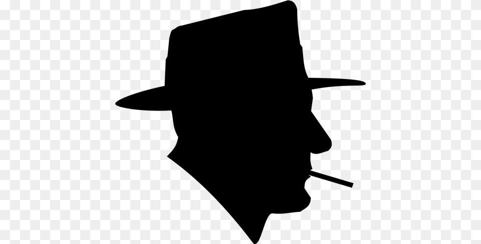 Smoking Man Profile Vector Clip Art, Gray Png