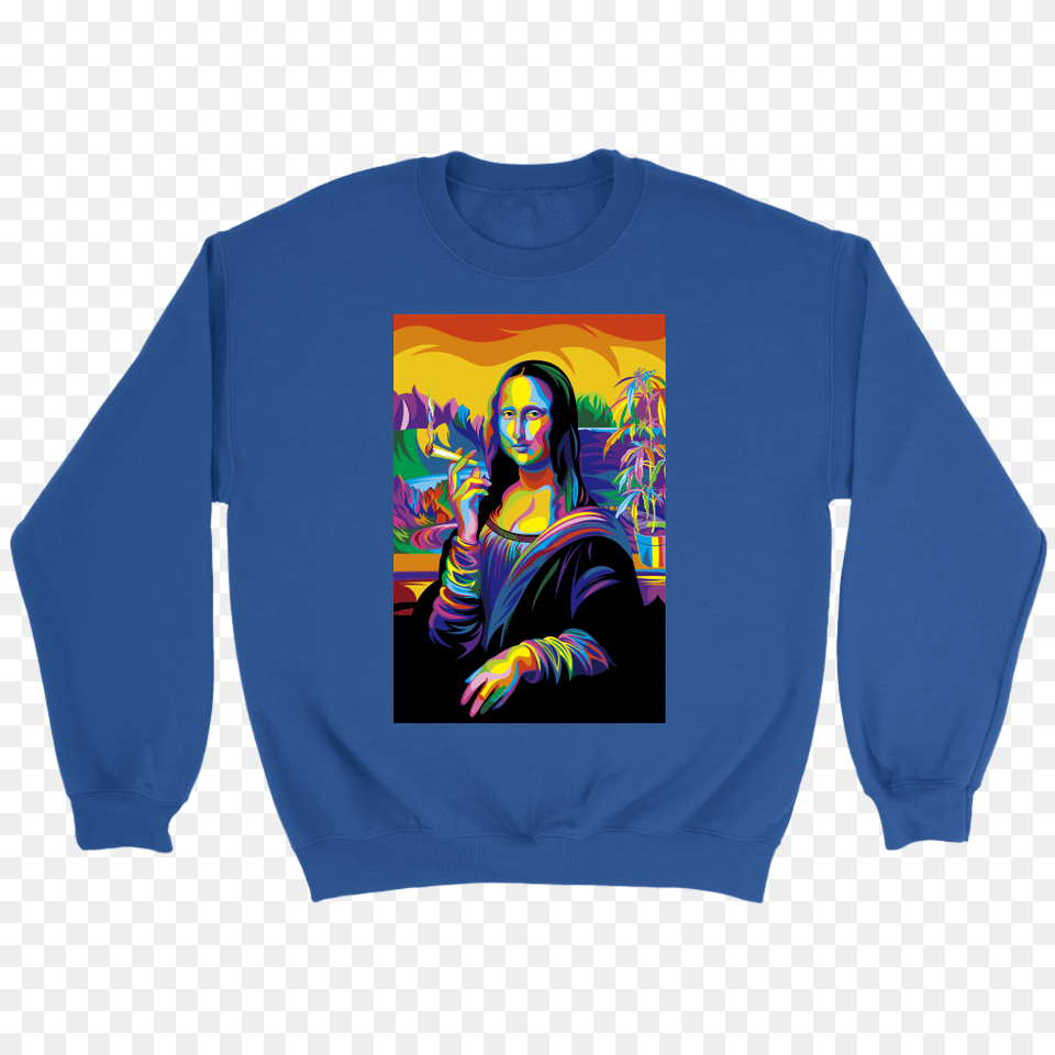 Smoking Mona Lisa Crewneck Sweatshirt Gear Fancy, Adult, T-shirt, Sweater, Sleeve Png Image
