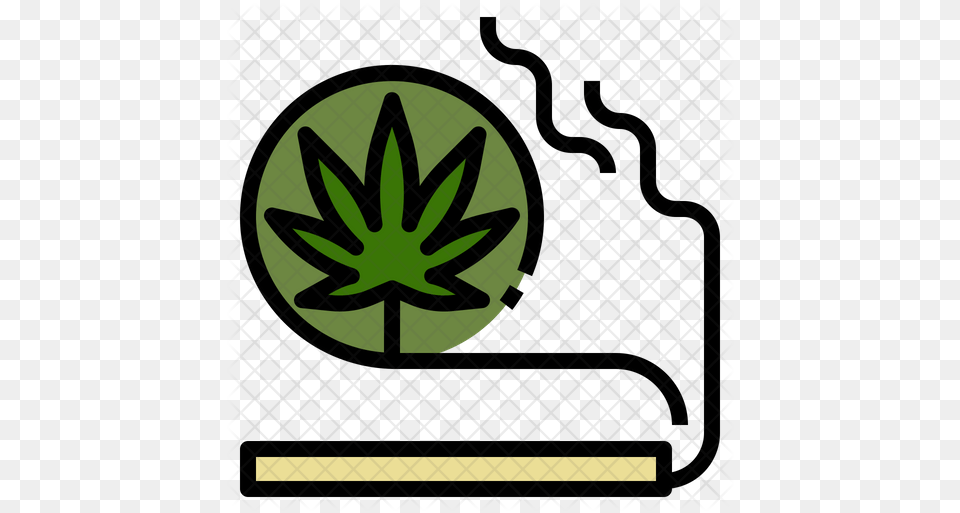 Smoking Weed Icon Of Colored Outline Smoking Weed Icon, Leaf, Plant, Logo, Symbol Png