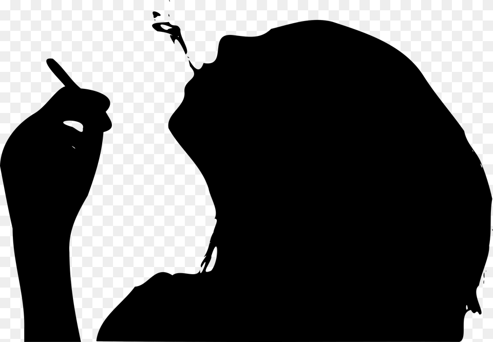 Smoking Woman Face Photo Woman Smoking Silhouette, Gray Free Transparent Png