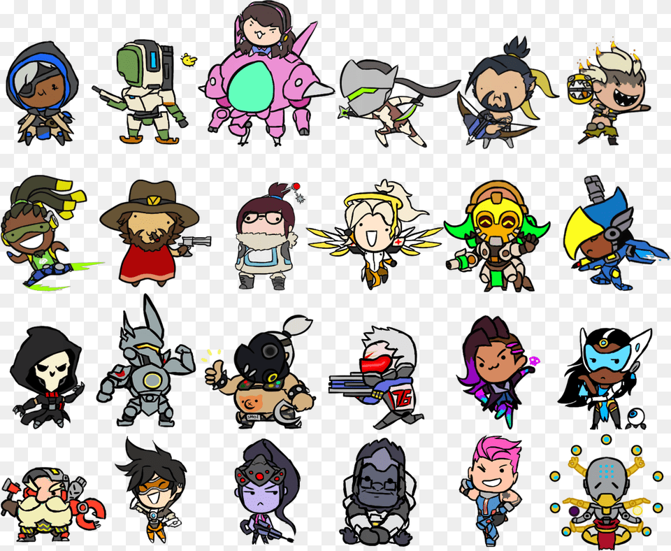 Smol Overwatch Characters, Book, Comics, Publication, Person Free Png