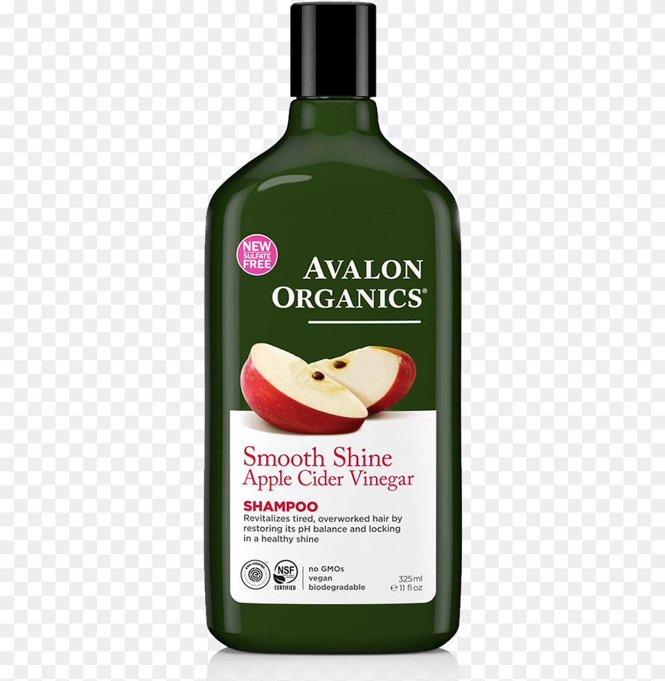 Smooth Shine Apple Cider Vinegar Shampoo Avalon Organics Conditioner Strengthening Peppermint, Bottle, Food, Fruit, Plant Png