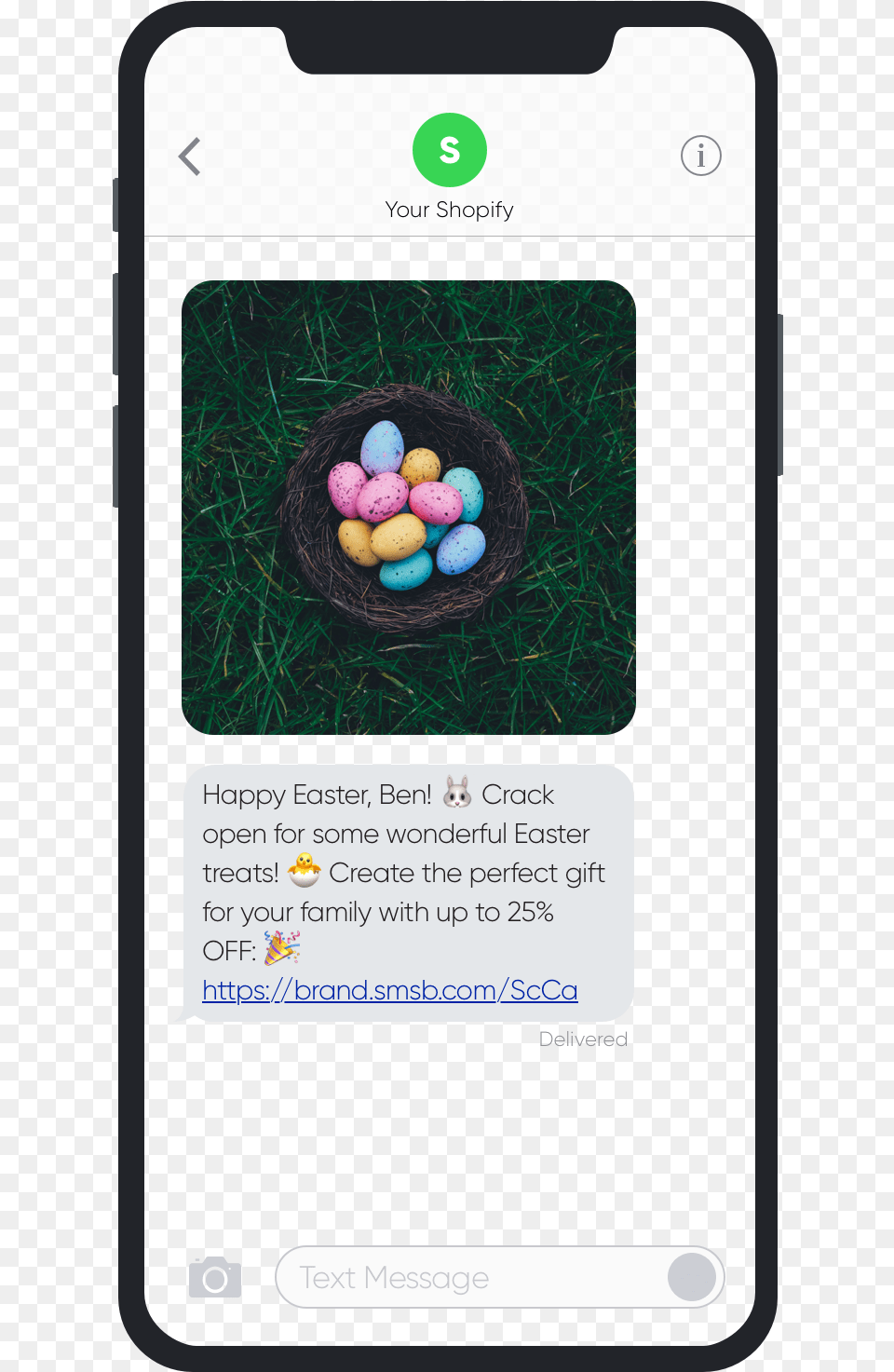 Smsbump Sms Marketing Easter 2019 Campaign Example Sms Message Marketing Examples, Food, Sweets, Egg, Text Png Image