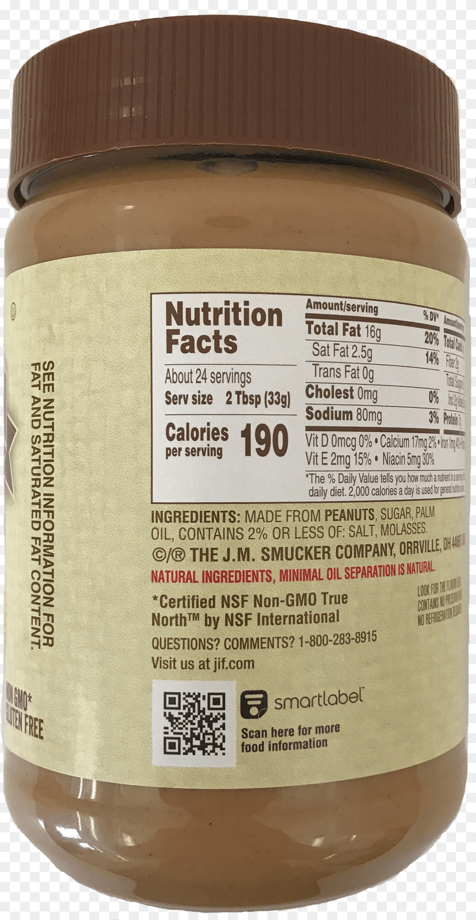 Smucker Company Jif Natural Creamy Peanut Butter Back Almond Butter Png