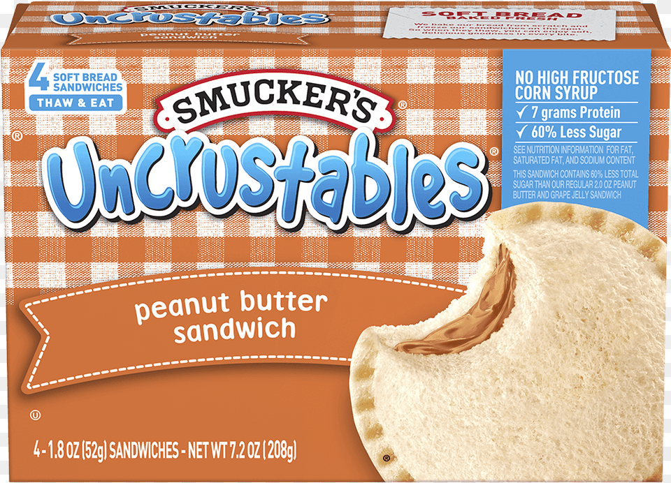 Smuckers Peanut Butter Uncrustables, Bread, Food Png