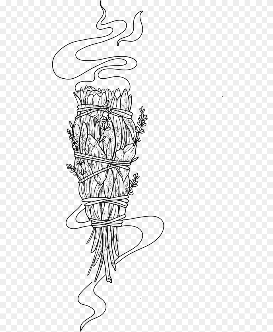 Smudge Stick Line Art, Gray Free Transparent Png