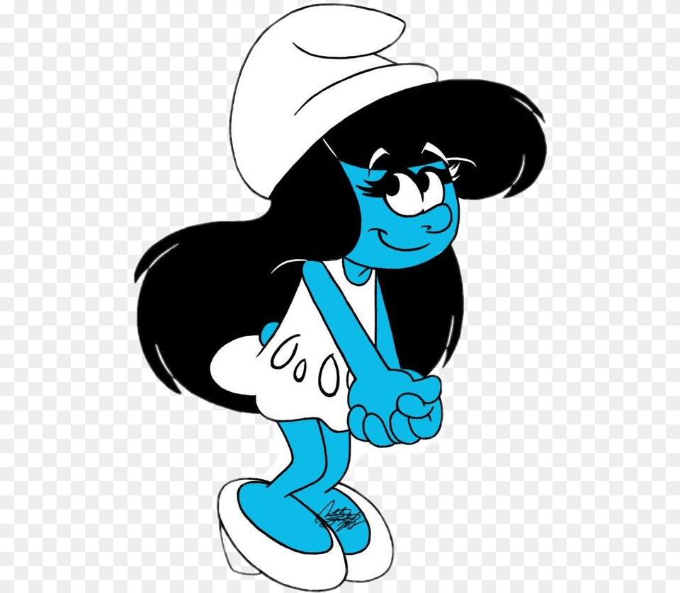 Smurf Female Smurf With Black Hair, Cartoon, Clothing, Hat, Person Free Png