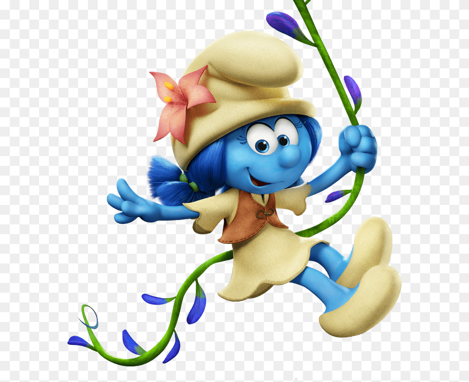 Smurf Lily Flying On Liana Transparent, Cartoon, Face, Head, Person Png Image