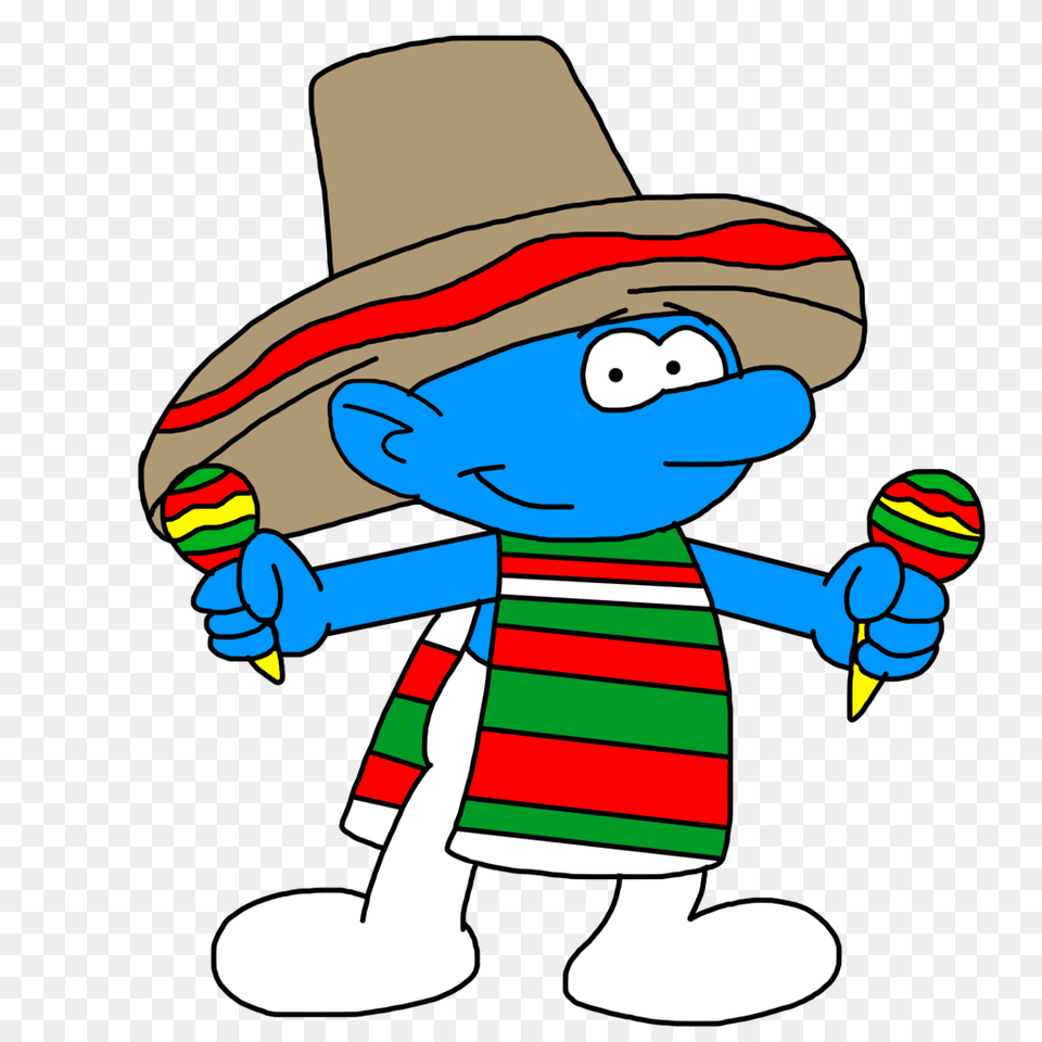 Smurf With Mexican Dance Outfit, Clothing, Hat, Baby, Person Png Image