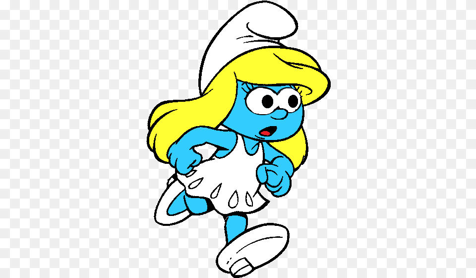 Smurfette Running Cartoon, Baby, Person, Face, Head Png